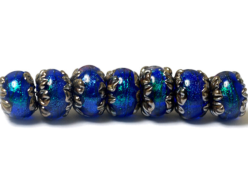 10413001 - Seven Sapphire Sea Shimmer Rondelle Beads