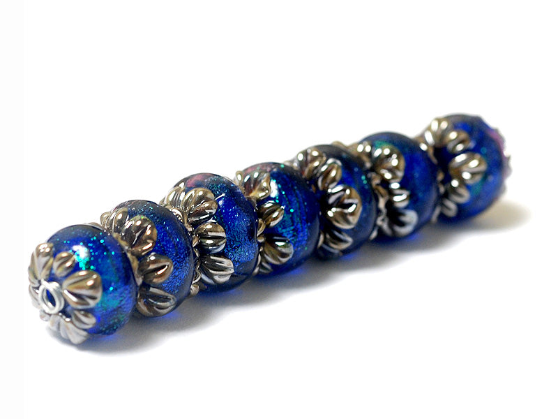 10413001 - Seven Sapphire Sea Shimmer Rondelle Beads