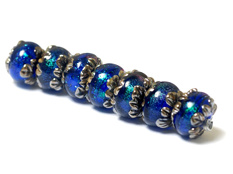 10413001 - Seven Sapphire Sea Shimmer Rondelle Beads