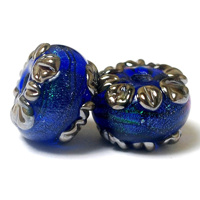 10413001 - Seven Sapphire Sea Shimmer Rondelle Beads