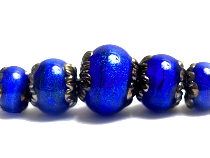 10413011 - Five Sapphire Sea Shimmer Graduated Rondelle Beads