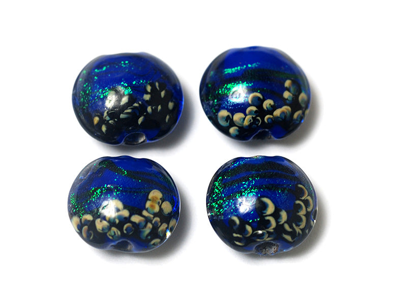 10413012 - Four Sapphire Sea Shimmer Lentil Beads