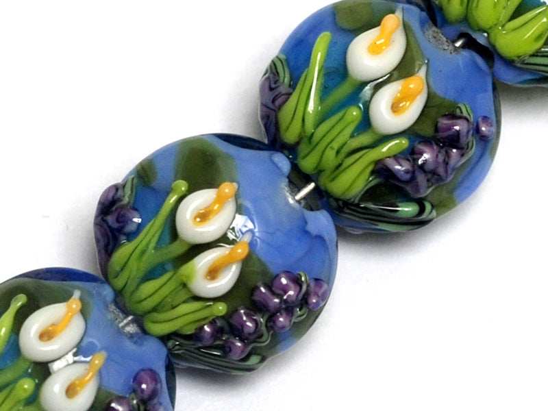 10413312 - Four Calla Lily Lake Lentil Beads