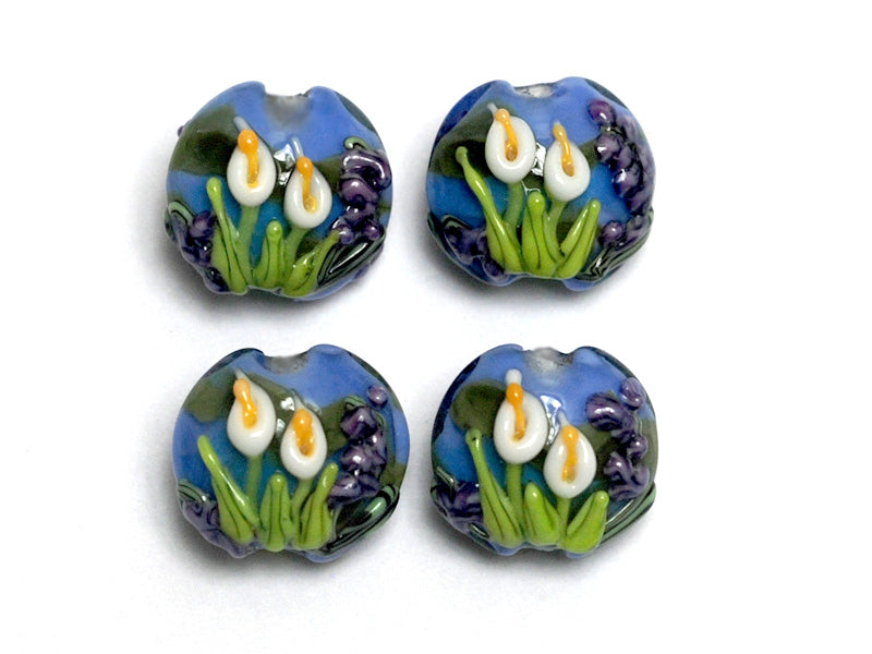 10413312 - Four Calla Lily Lake Lentil Beads