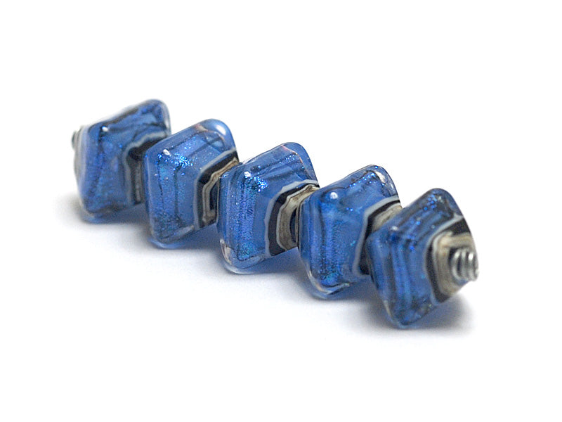 10413407 - Five Arctic Blue Shimmer Crystal  Shaped Beads