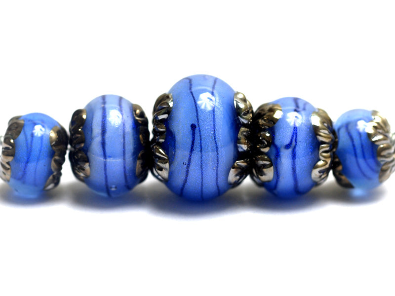 10413411 - Five Arctic Blue Shimmer Graduated Rondelle Beads