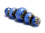 10413411 - Five Arctic Blue Shimmer Graduated Rondelle Beads