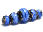 10413411 - Five Arctic Blue Shimmer Graduated Rondelle Beads