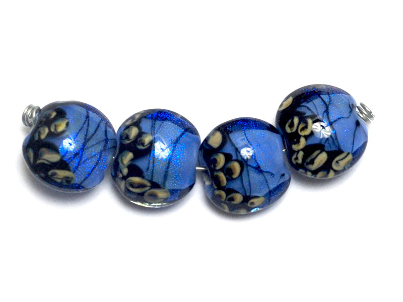 10413412 - Four Arctic Blue Shimmer Lentil Beads