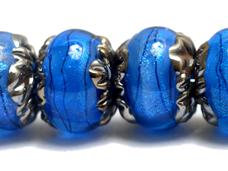 10413421 - Six Arctic Blue Shimmer Rondelle Beads