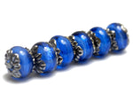 10413421 - Six Arctic Blue Shimmer Rondelle Beads
