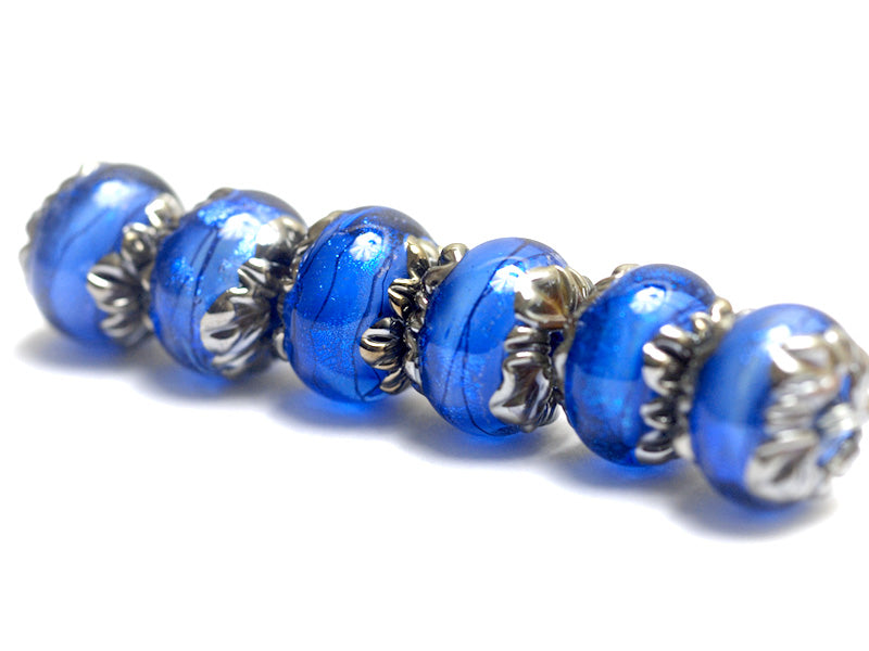 10413421 - Six Arctic Blue Shimmer Rondelle Beads
