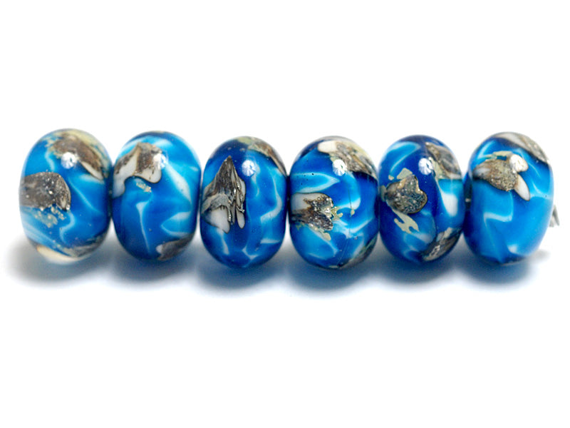 10413521 - Six Zircon Blue Treasures Rondelle Beads