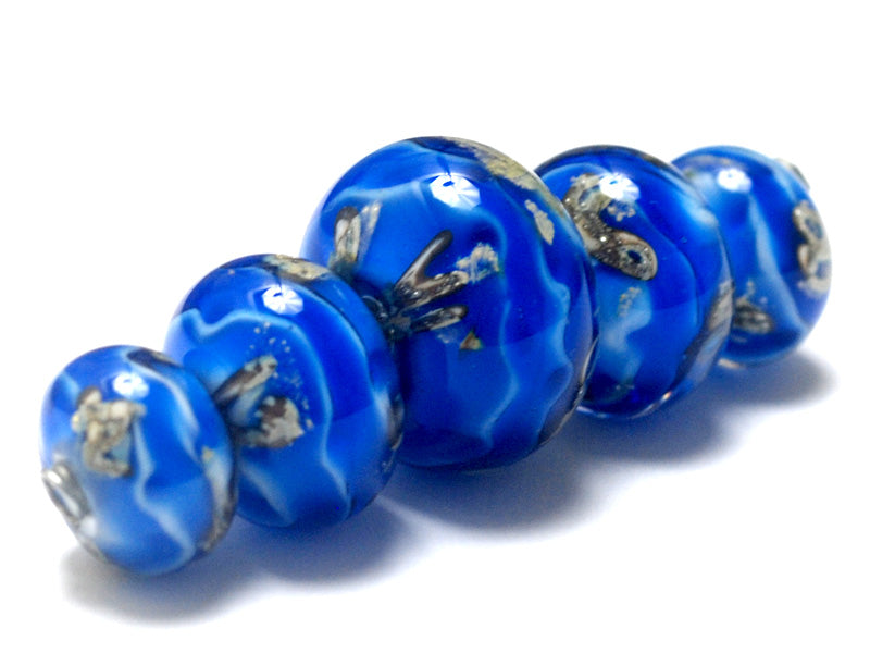 10413611 - Five Sky Blue Treasures Graduated Rondelle Beads