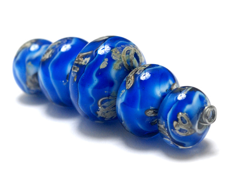 10413611 - Five Sky Blue Treasures Graduated Rondelle Beads
