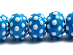 10413901 - Seven Polka Dots on Teal Blue Rondelle Beads