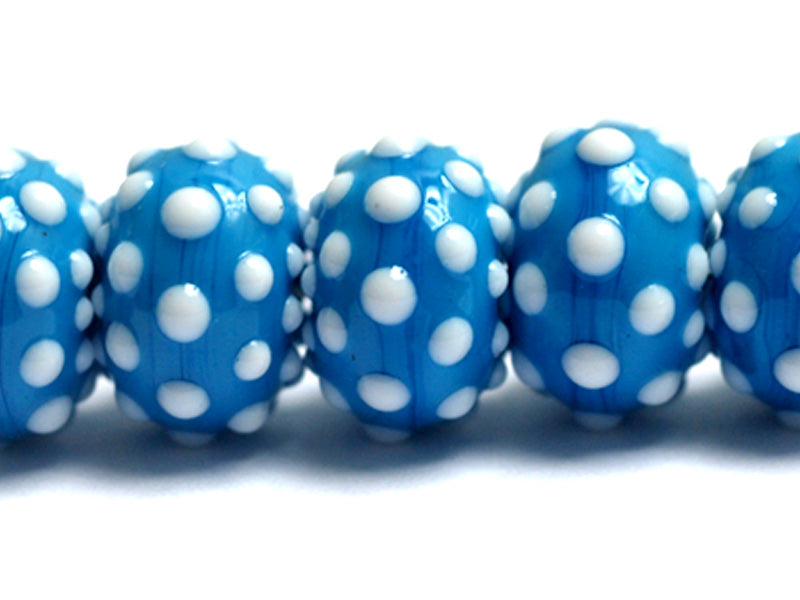 10413901 - Seven Polka Dots on Teal Blue Rondelle Beads