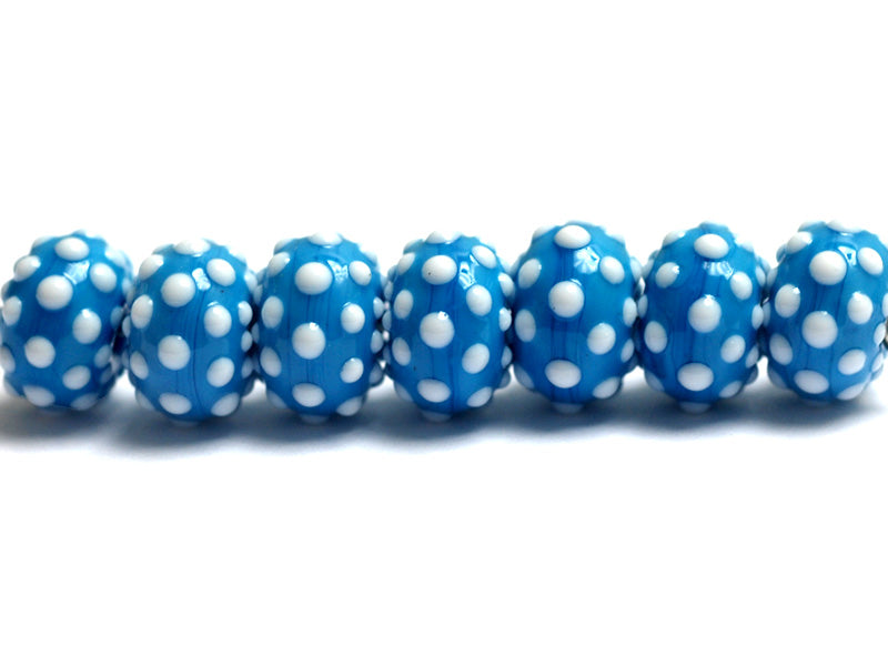 10413901 - Seven Polka Dots on Teal Blue Rondelle Beads