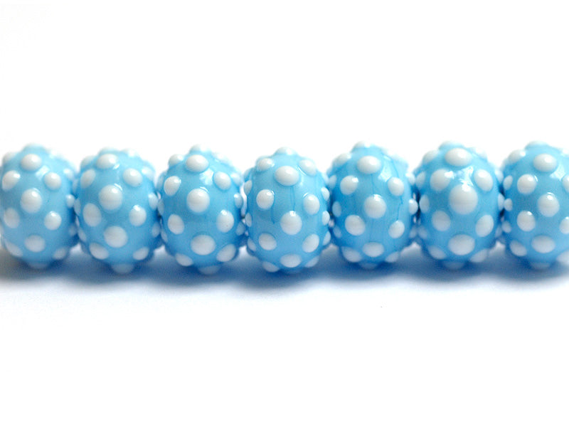 10414001 - Seven Polka Dots on Baby Blue Rondelle Beads