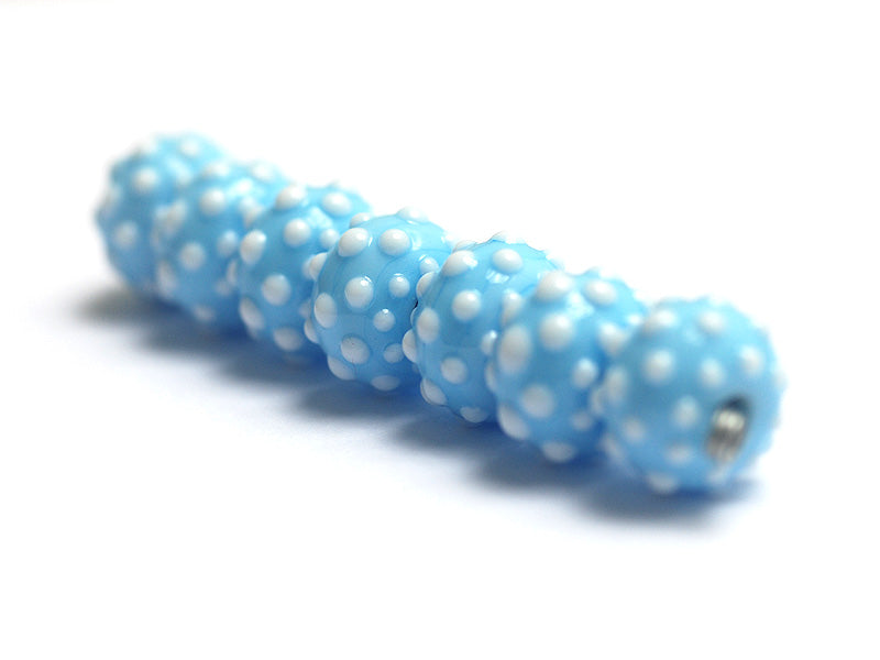 10414001 - Seven Polka Dots on Baby Blue Rondelle Beads