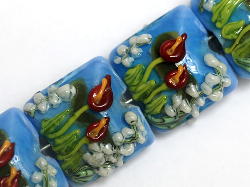 10414114 - Four Red Calla Lily Lake Pillow Beads