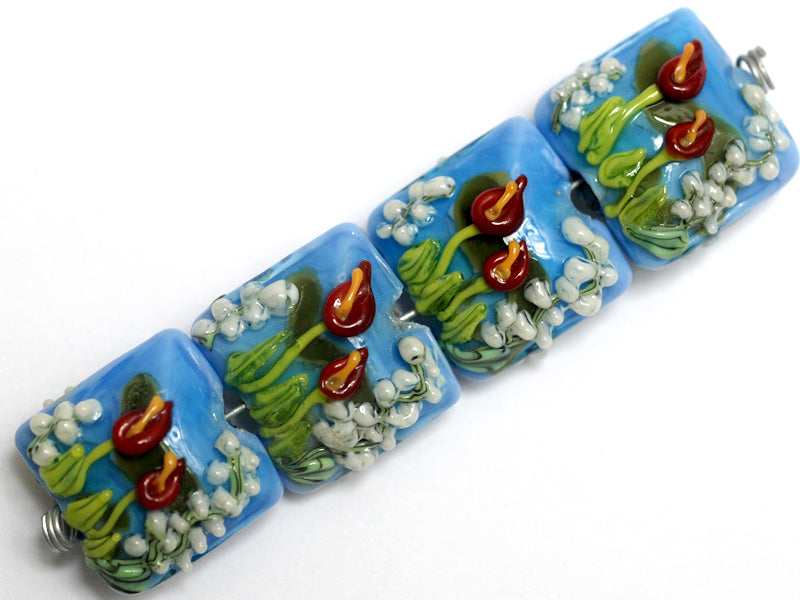 10414114 - Four Red Calla Lily Lake Pillow Beads
