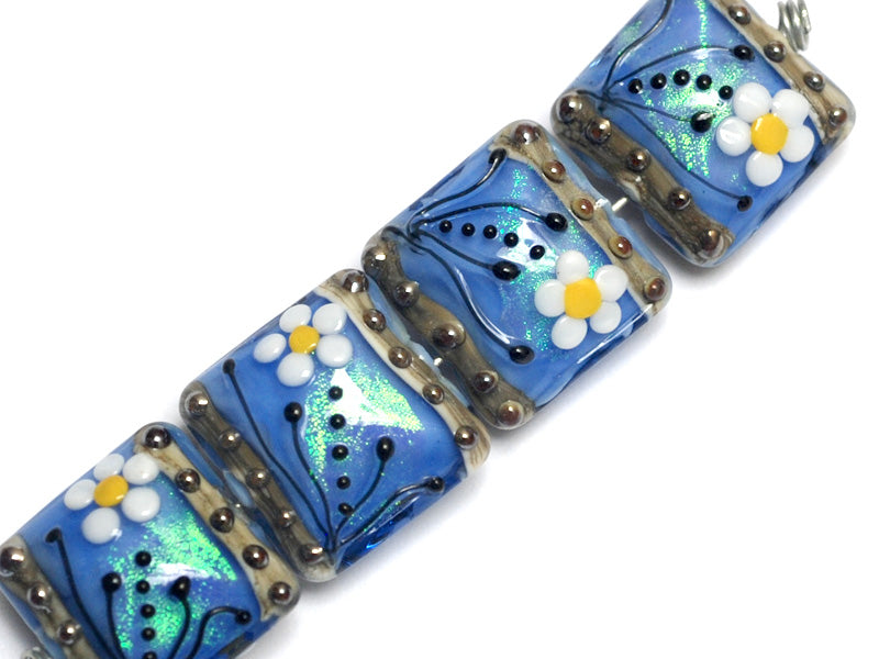 10414214 - Four Arctic Blue Florals Pillow Beads