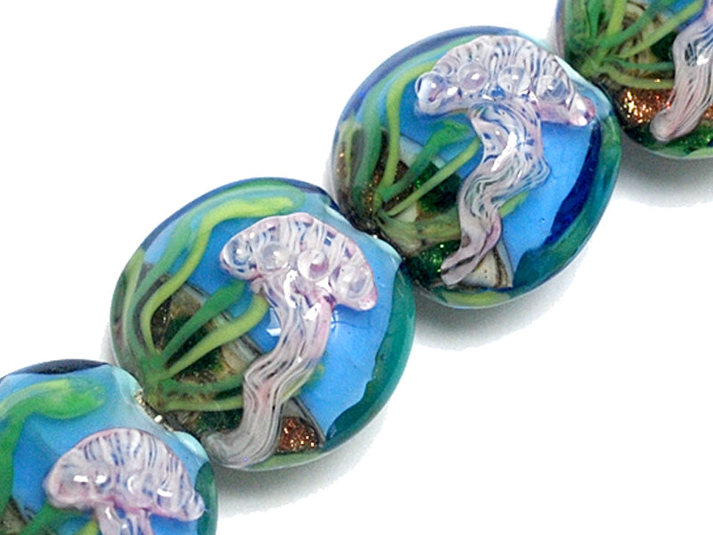 10414312 - Four Sea Jellies Lentil Beads