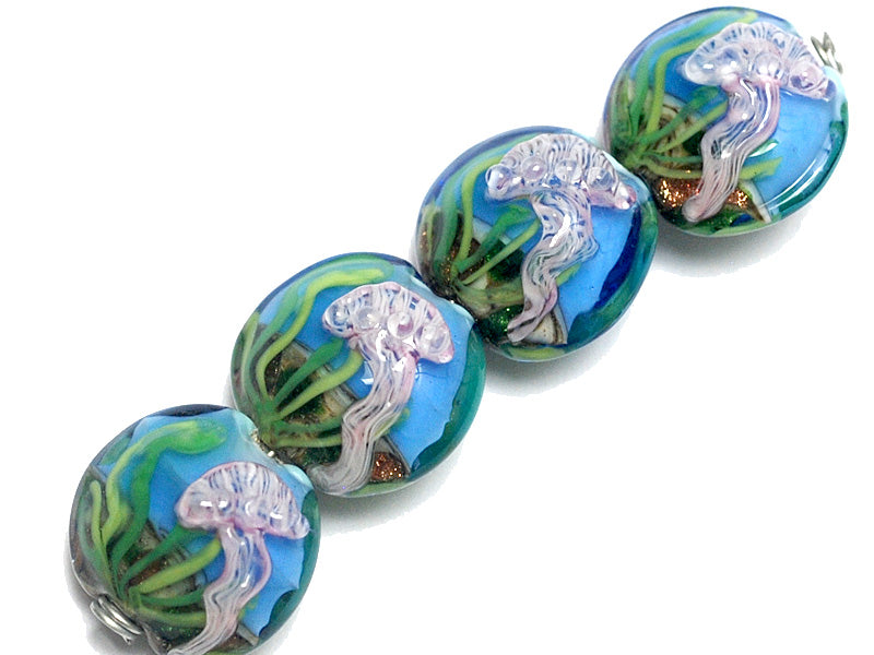 10414312 - Four Sea Jellies Lentil Beads