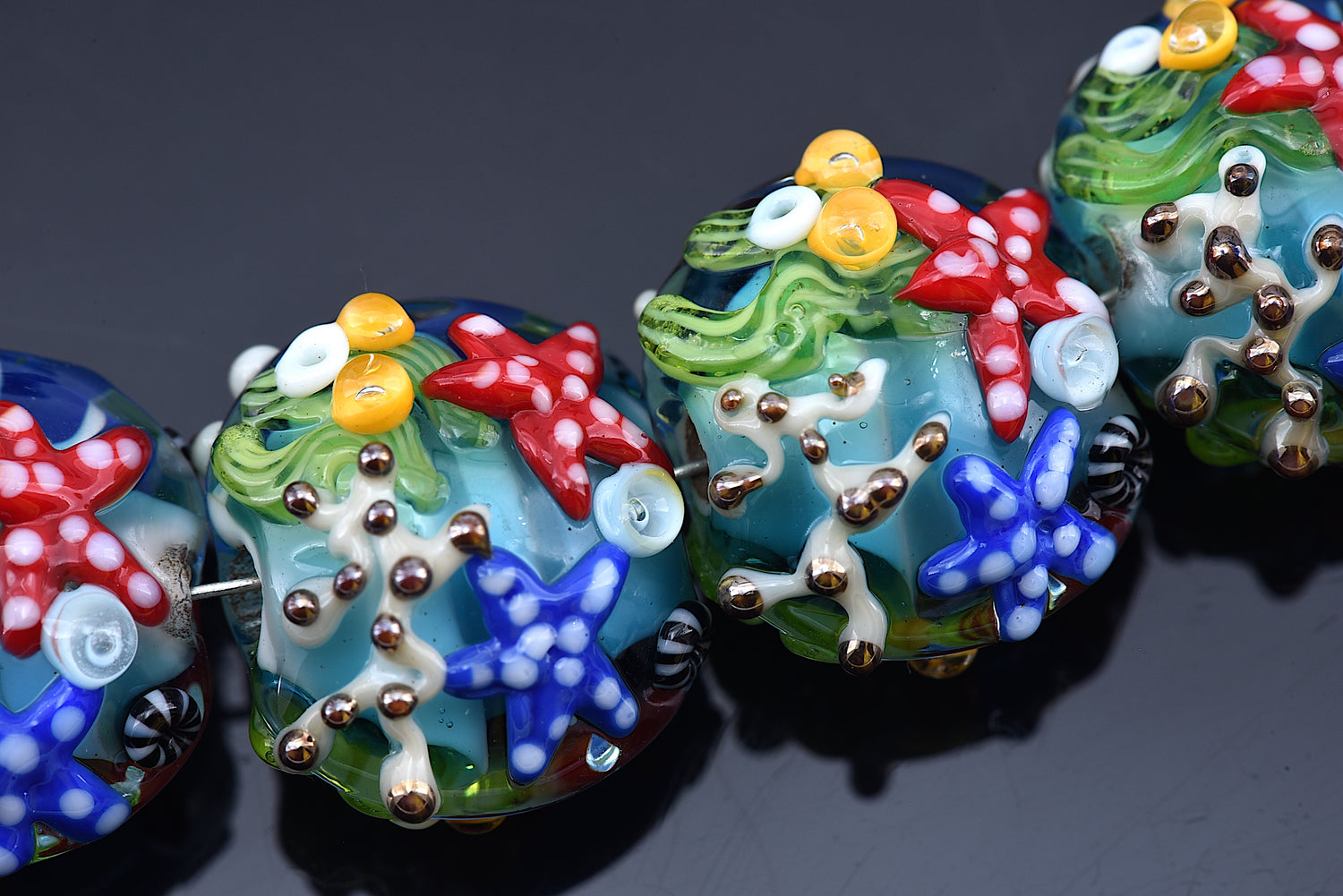 10415412- Four Under The Sea, Sea Star and Coral Lentil Beads