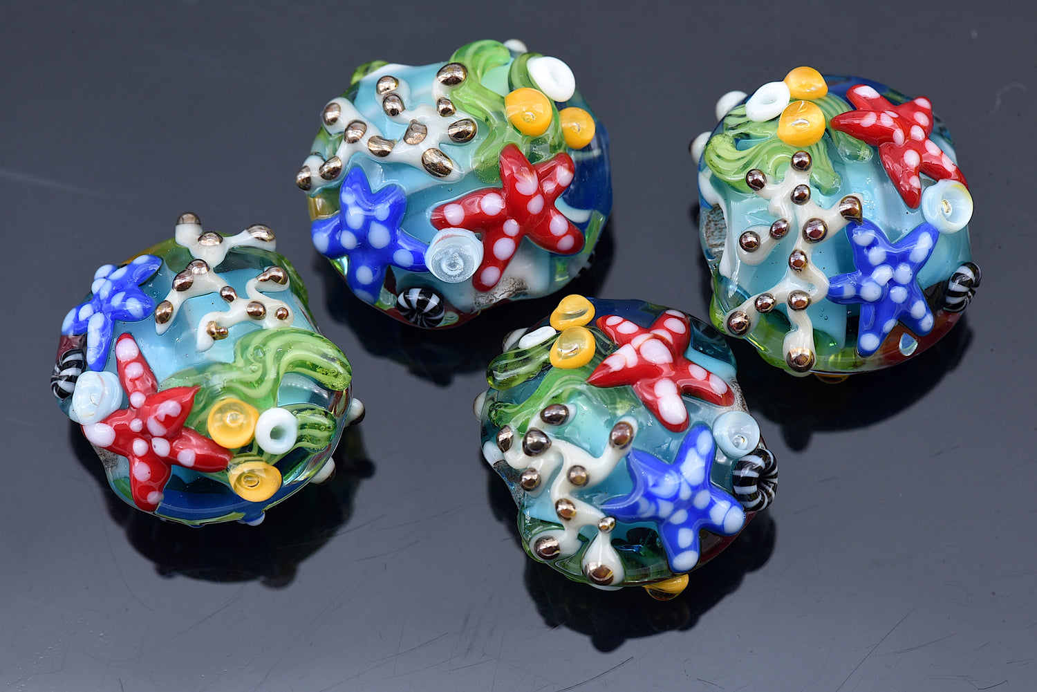 10415412- Four Under The Sea, Sea Star and Coral Lentil Beads
