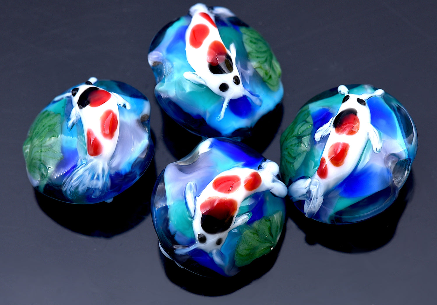 10415612 - Four Koi Fish Japanese Pond Lentil Beads
