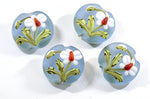 Four White Orchid Lentil Beads