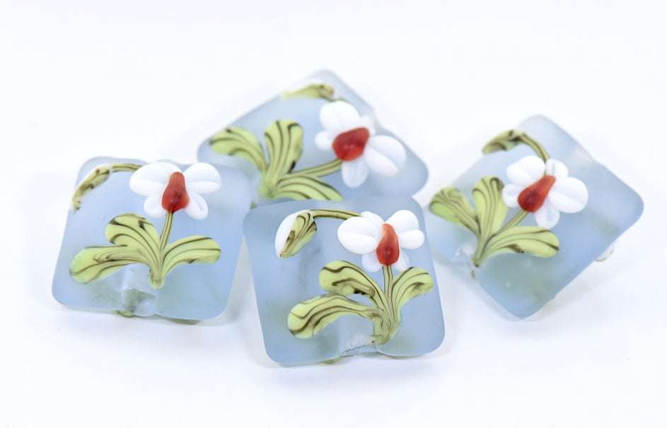 White Orchid Glass Beads
