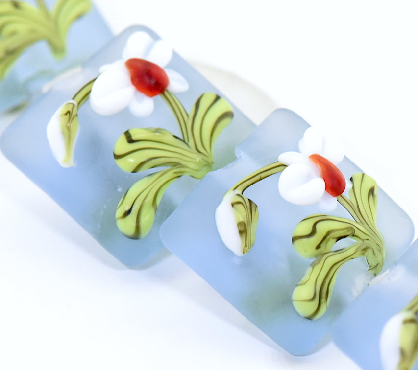 White Orchid Glass Beads