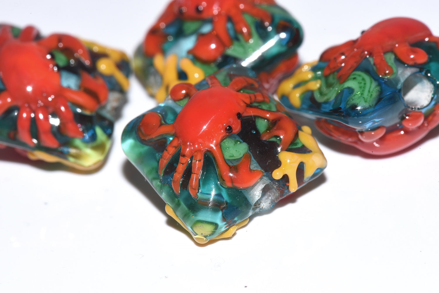 Red Crab Glass Beads Grace Lampwork
