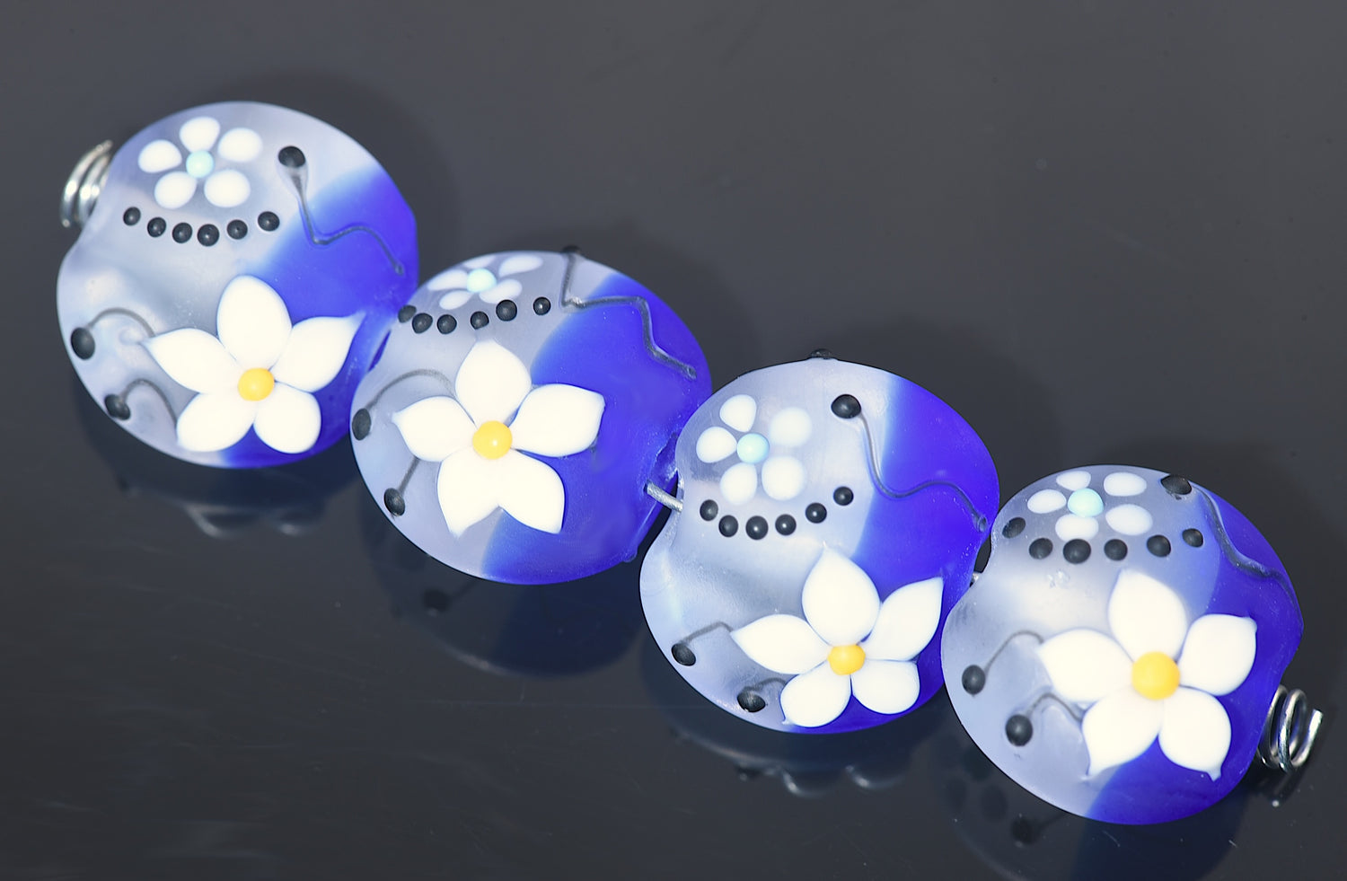 10416612 - Four Midnight Dew Lentil Beads