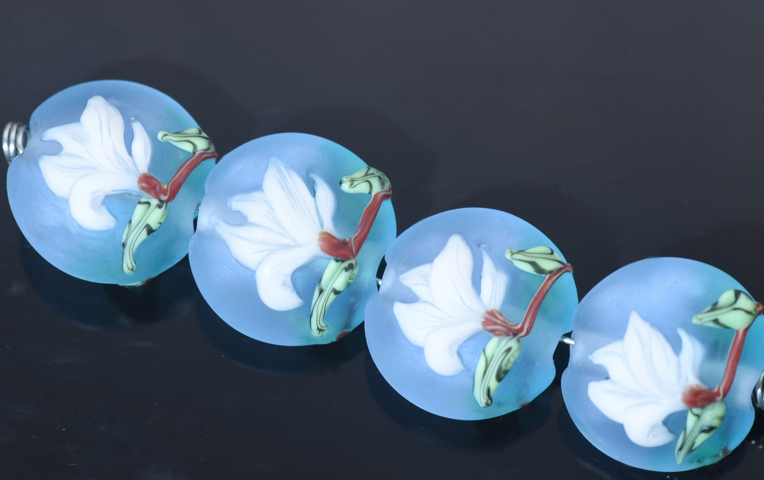 10416712 - Four Magnolia Mist Lentil Beads (Matte)