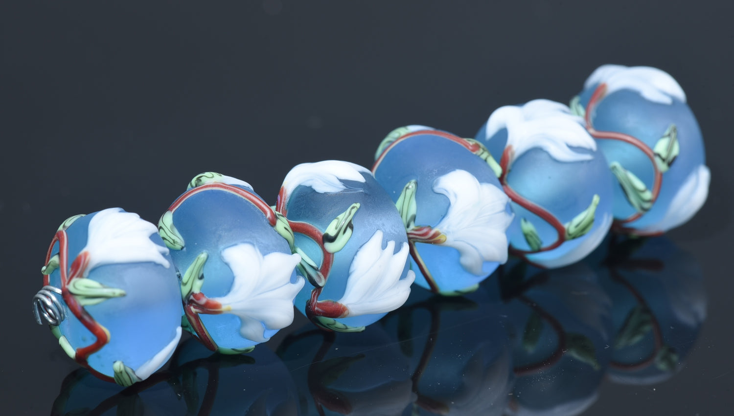 10416721 - Six Magnolia Mist Rondelle Beads (Matte)