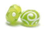 10500401 - Seven Matte-Finished Green Rondelle Beads