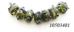 10503401 - Seven Green w/Silver Foil Rondelle Beads
