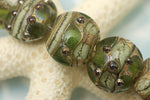 10503402 - Seven Green w/Silver Foil Lentil Beads