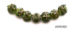 10503402 - Seven Green w/Silver Foil Lentil Beads