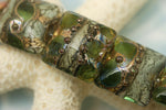 10503404 - Seven Green w/Silver Foil Pillow Beads