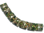 10503404 - Seven Green w/Silver Foil Pillow Beads