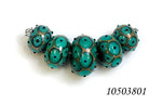 10503801 - Five Graduated Ocean Green w/Black Dots Rondelle Beads