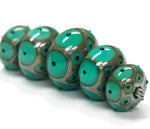 10503801 - Five Graduated Ocean Green w/Black Dots Rondelle Beads