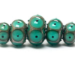 10503801 - Five Graduated Ocean Green w/Black Dots Rondelle Beads