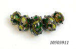 10503911 - Five Graduated Dark Green w/Silver Foil Beads