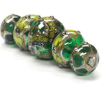 10503911 - Five Graduated Dark Green w/Silver Foil Beads